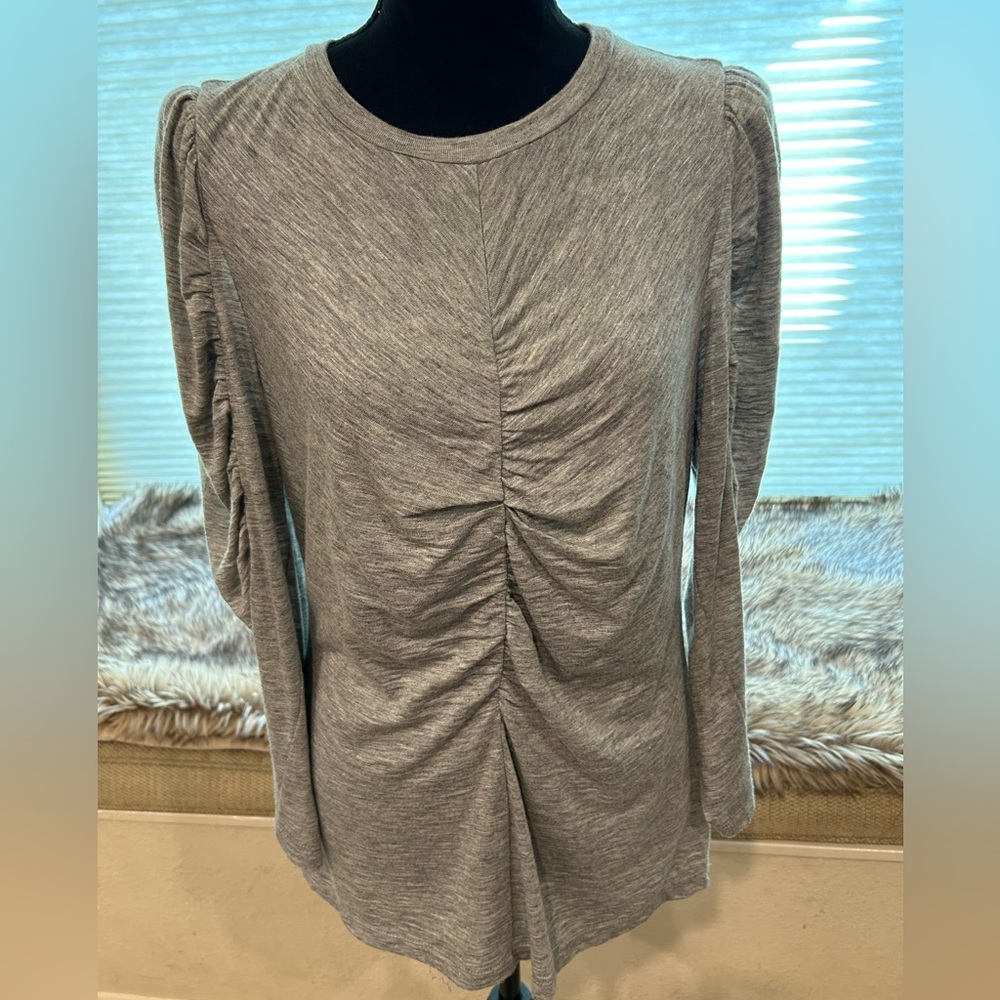 Rebecca Taylor Heather Grey Ruched Top